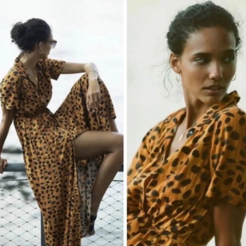 Anrhropologie Porridge Leopard Print Maxi Dress Size 8